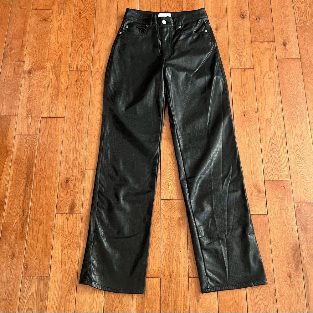 H&M Black Snakeskin Leather Pants - Size 4